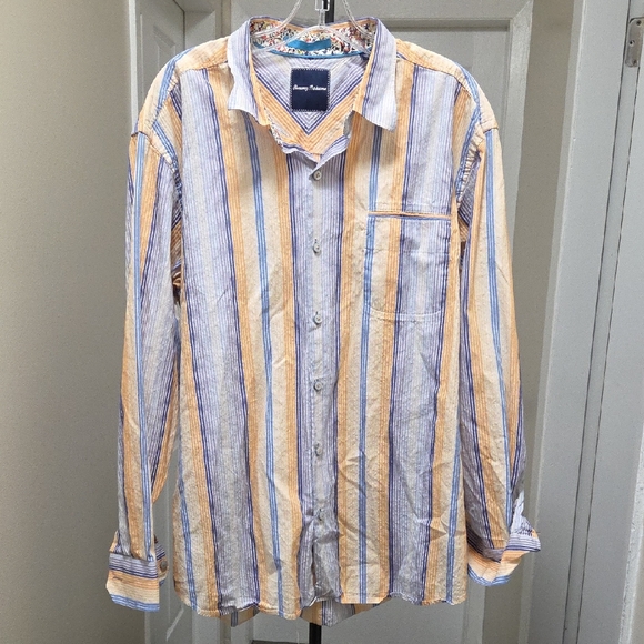 Tommy Bahama Cotton Silk Stripe Button-Up Shirt Relaxed Fit Coastal Luxe - Picture 2 of 6